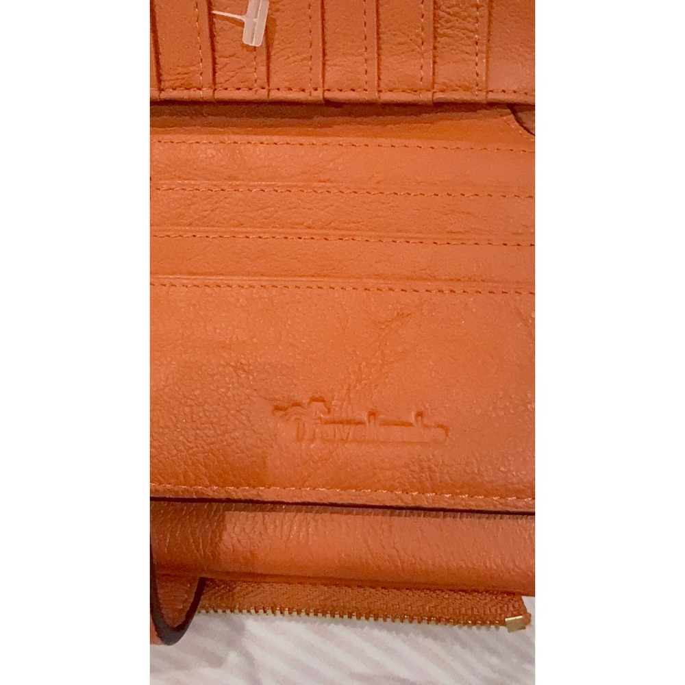 Travelambo Womens RFID Blocking Bifold Wallet Clutch Orange Pebbled Organizer